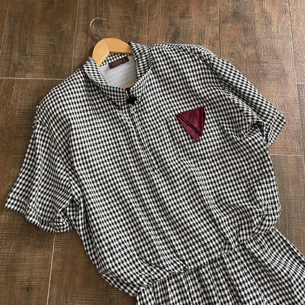 Virgo III VTG 70's Retro Gingham Checkered Short Sleeves Women's Dress 10
